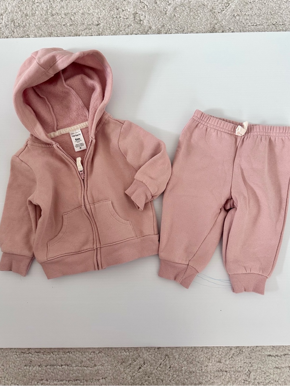Carter's Dusty Pink Hoodie & Jogger Set Size 6 Months
